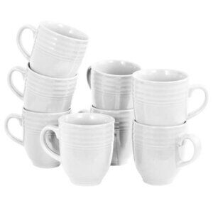 Plaza Cafe 15 Oz. White Stoneware Mugs (Set of 8)
